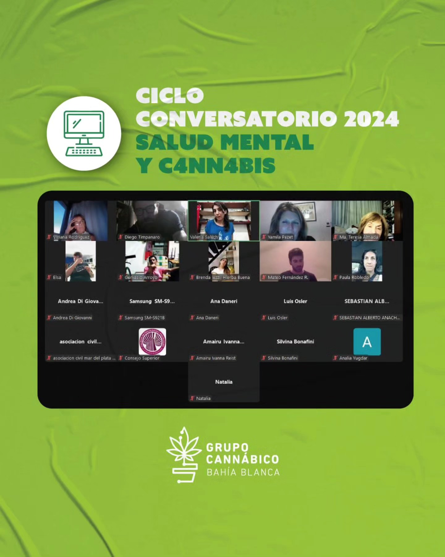 Salud Mental y C*nnabis, dos apuestas al futuro 🫂🌱

En el último encuentro intercambiamos ideas acerca de la construcción de un sistema de salud que logre integrar saberes y continúe desandando estigmas. 

Para esto nos acompañaron Valeria, Luis y Ana, a quienes agradecemos haberse sumado a compartir sus experiencias personales, laborales y militantes.

Gracias también a todas las personas que participaron en este Ciclo Conversatorio y al @colpsiba por hacerlo posible. Vendrán seguramente muchos más ❤️